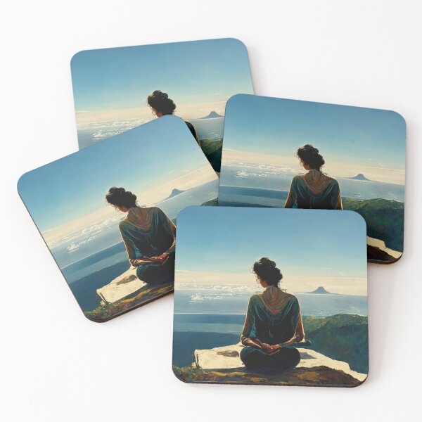 Item preview, Woman meditating on a mountain top designed and sold by recollectionsv.