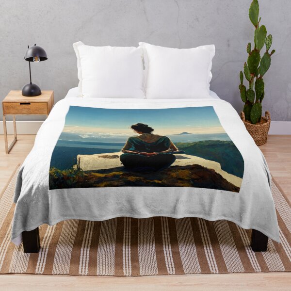 Item preview, Woman meditating on a mountain top designed and sold by recollectionsv.