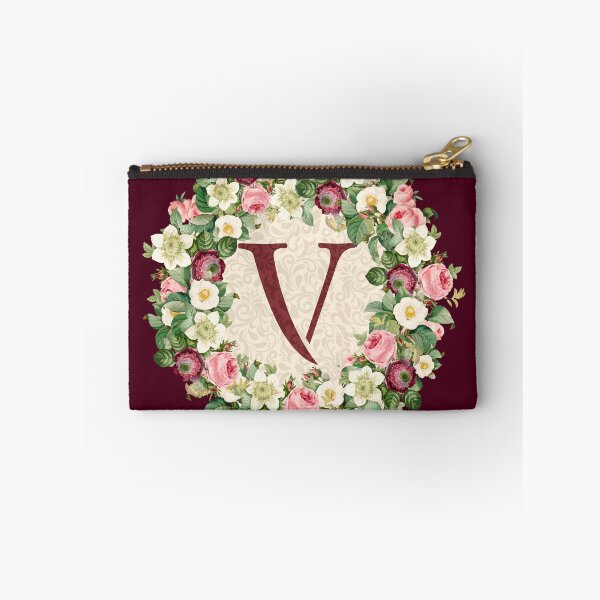 Item preview, Monogram Initial Letter V Rose Floral Wreath designed and sold by MintaApparel.