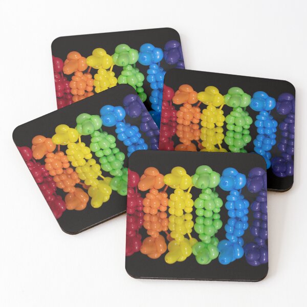 Item preview, Rainbow of colorful balloon dog poodles on black designed and sold by Stretch Clendennen.