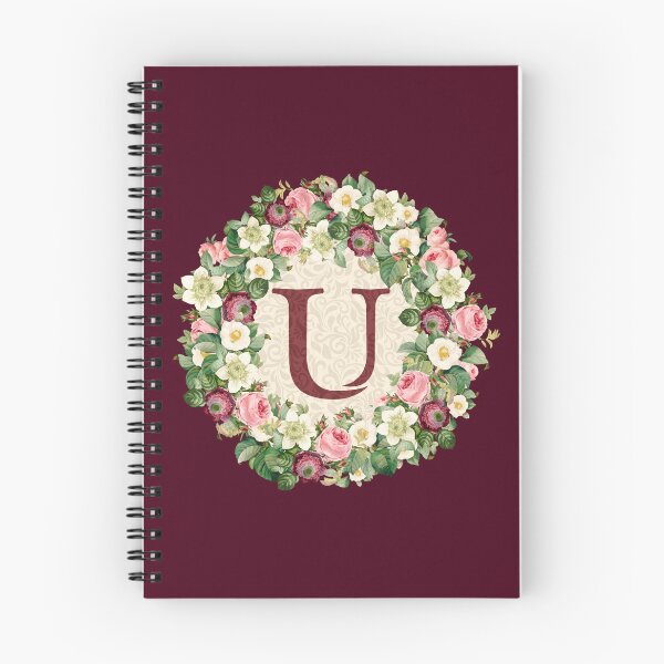 Item preview, Monogram Initial Letter U Rose Floral Wreath designed and sold by MintaApparel.
