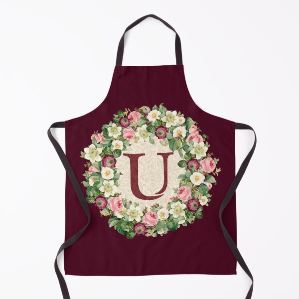 Item preview, Monogram Initial Letter U Rose Floral Wreath designed and sold by MintaApparel.