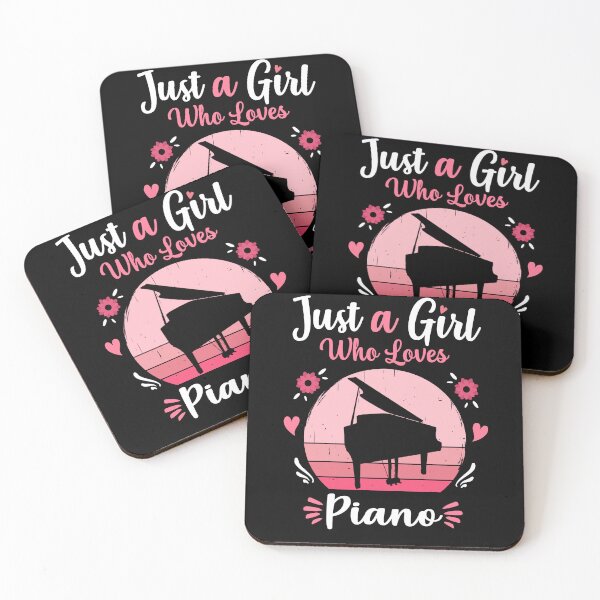 Item preview, Just A Girl Who Loves Piano Pink Retro Vintage gift idea designed and sold by HN-ART.