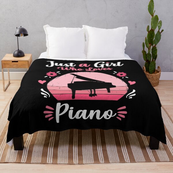 Item preview, Just A Girl Who Loves Piano Pink Retro Vintage gift idea designed and sold by HN-ART.