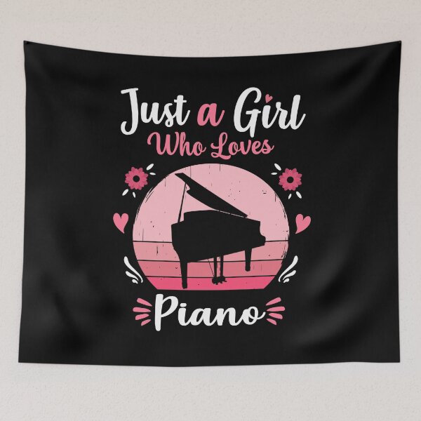 Item preview, Just A Girl Who Loves Piano Pink Retro Vintage gift idea designed and sold by HN-ART.