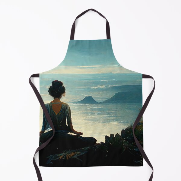 Item preview, woman meditating on mountain top above clouds designed and sold by recollectionsv.