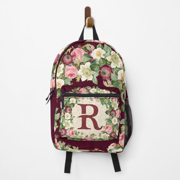 Item preview, Monogramed Initial Letter R Roses Peonies Flower Pattern designed and sold by MintaApparel.