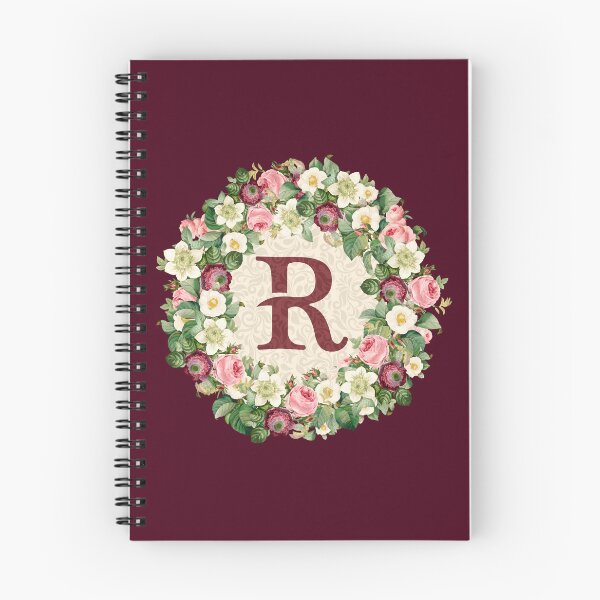 Item preview, Monogramed Initial Letter R Roses Peonies Flower Pattern designed and sold by MintaApparel.
