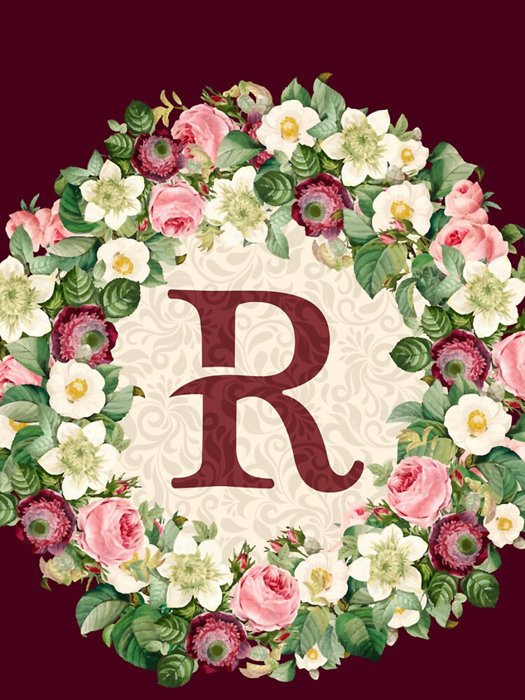 Thumbnail 4 of 4, iPhone Case, Monogramed Initial Letter R Roses Peonies Flower Pattern designed and sold by MintaApparel.