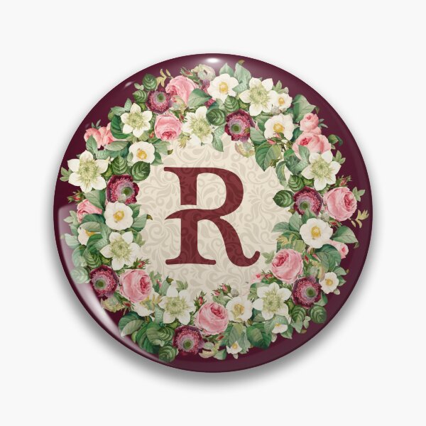 Item preview, Monogramed Initial Letter R Roses Peonies Flower Pattern designed and sold by MintaApparel.