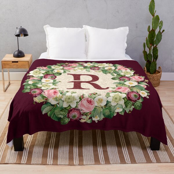 Item preview, Monogramed Initial Letter R Roses Peonies Flower Pattern designed and sold by MintaApparel.