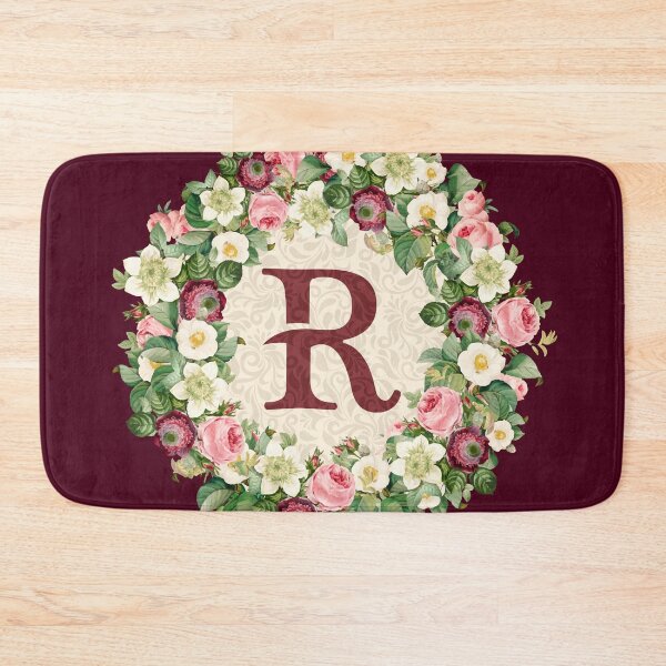 Item preview, Monogramed Initial Letter R Roses Peonies Flower Pattern designed and sold by MintaApparel.