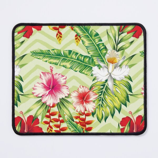 Item preview, Tropical Hibiscus Flowers Floral Botanical Leaves Colorful Chevron designed and sold by StudioAkubi.
