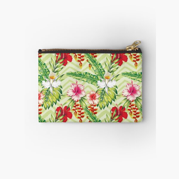 Item preview, Tropical Hibiscus Flowers Floral Botanical Leaves Colorful Chevron designed and sold by StudioAkubi.