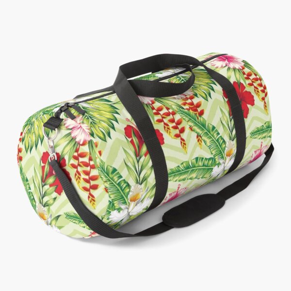 Item preview, Tropical Hibiscus Flowers Floral Botanical Leaves Colorful Chevron designed and sold by StudioAkubi.