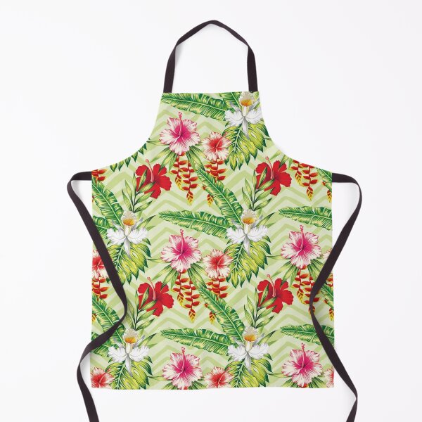 Item preview, Tropical Hibiscus Flowers Floral Botanical Leaves Colorful Chevron designed and sold by StudioAkubi.