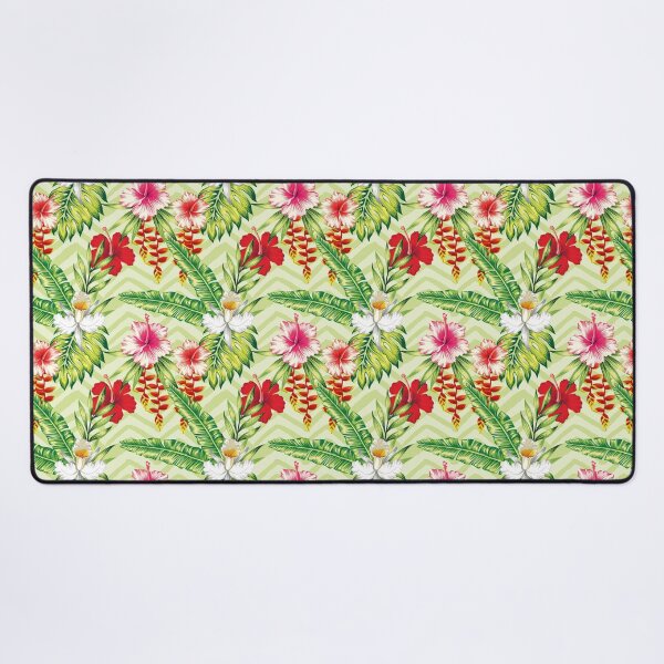 Item preview, Tropical Hibiscus Flowers Floral Botanical Leaves Colorful Chevron designed and sold by StudioAkubi.