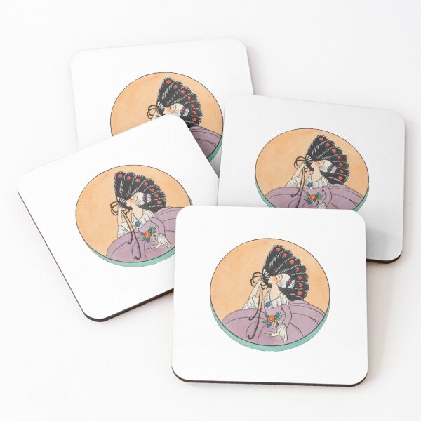 Item preview, Japanese Compact Circle Lady with Fan Design  designed and sold by Old Soul Vintage .