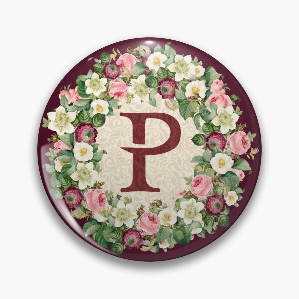 Item preview, Monogramed Initial Letter P Roses Peonies Flower Pattern designed and sold by MintaApparel.