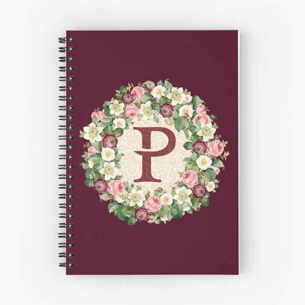 Item preview, Monogramed Initial Letter P Roses Peonies Flower Pattern designed and sold by MintaApparel.