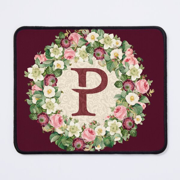Item preview, Monogramed Initial Letter P Roses Peonies Flower Pattern designed and sold by MintaApparel.