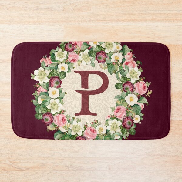 Item preview, Monogramed Initial Letter P Roses Peonies Flower Pattern designed and sold by MintaApparel.