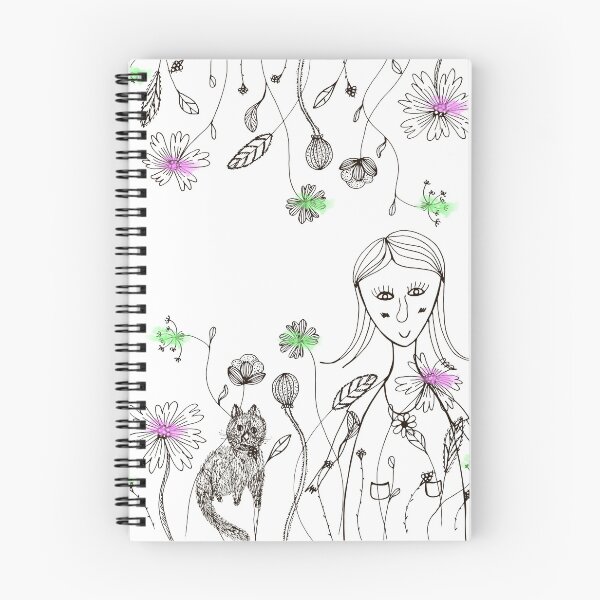 Item preview, flowers girl cat designed and sold by cleiman-ludmila.