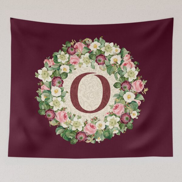 Item preview, Monogramed Initial Letter O Roses Peonies Flower Pattern designed and sold by MintaApparel.