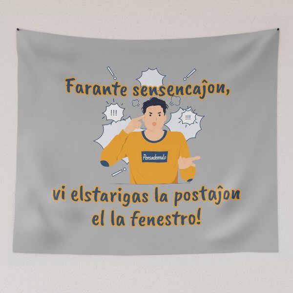 Item preview, Farante sensencaĵon vi elstarigas la postaĵon el la fenestro! designed and sold by Zebastjan Johanzen.