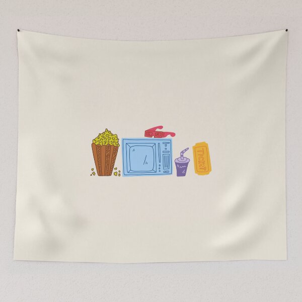 Item preview, Bright poster watching films, flat cartoon designed and sold by ketkidesign.