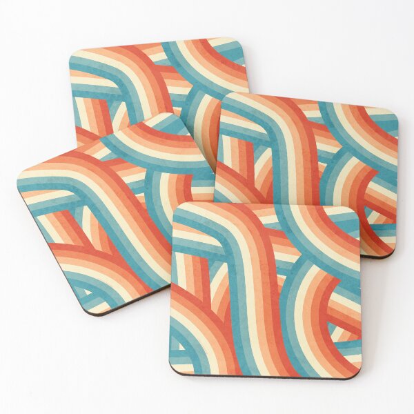 Item preview, Red, Orange, Blue and Cream 70’s Style Rainbow Stripes designed and sold by itsjensworld.
