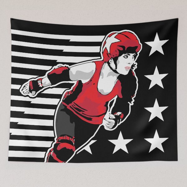 Item preview, Roller Derby Girl - Speed Lines - White/Red - Roller Derby designed and sold by Design Raptor.