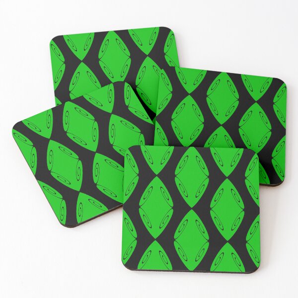 Item preview, Spiral Diamond Shield Green on Black Repeat 5748 designed and sold by Art in My Loft.