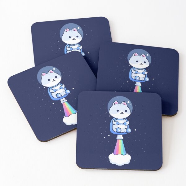 Item preview, Kawaii Astronaut Cat with a Rainbow Jetpack in Outer Space designed and sold by May's Studio.