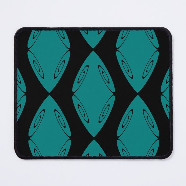 Item preview, Spiral Diamond Shield Medium Cyan on Black Repeat 5748 designed and sold by Art in My Loft.