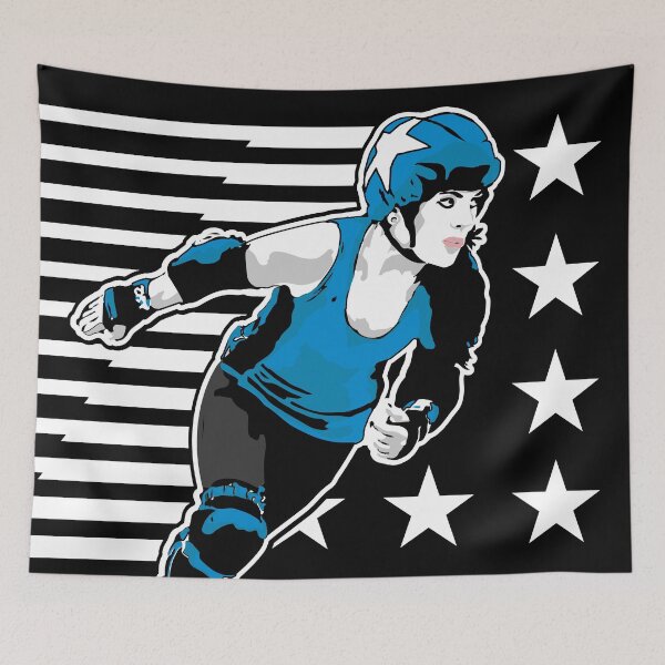 Item preview, Roller Derby Girl - Speed Lines - White/Blue - Roller Derby designed and sold by Design Raptor.