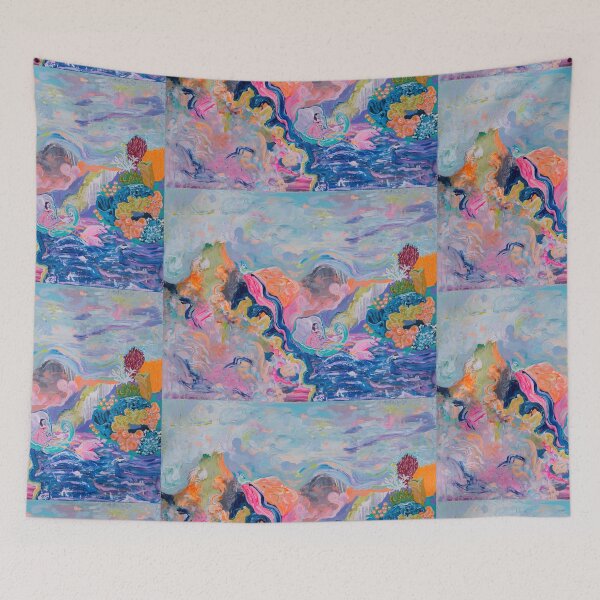 Item preview, Pink dolphins and woman in a shell designed and sold by Guld Støv.