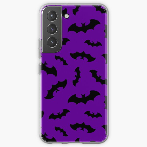 Halloween Black Bats on Purple Background Repeating Pattern Samsung Galaxy Soft Case