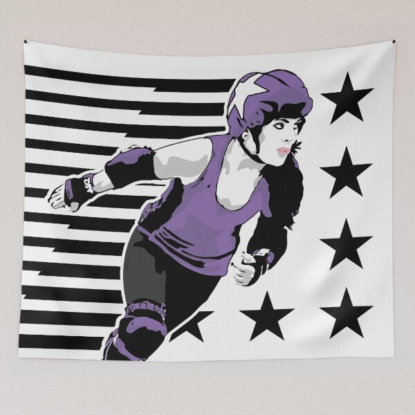 Item preview, Roller Derby Girl - Speed Lines - Black/Purple - Roller Derby designed and sold by Design Raptor.