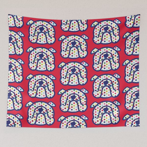 Item preview, Bulldogs in polka dots! Bulldog silhouette with blue outline designed and sold by smooshfaceutd.