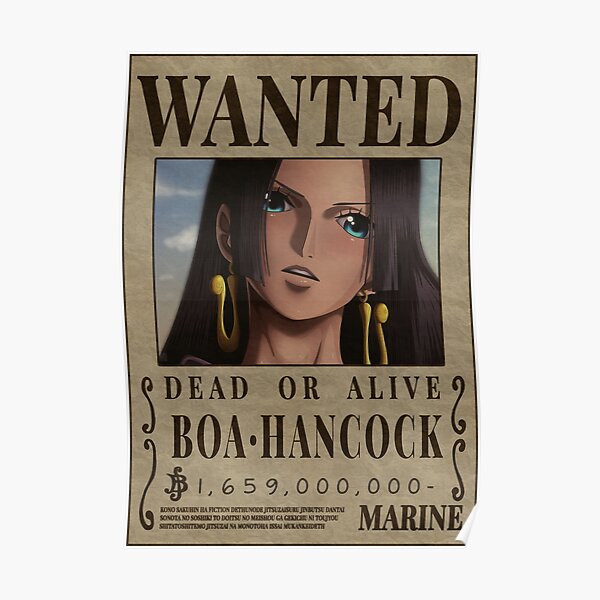 One Piece Boa Hancock Wanted Pirate Empress Bounty Poster Poster For 