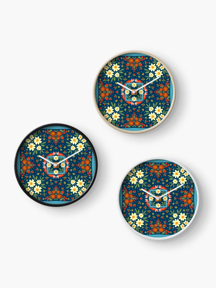 Thumbnail 3 of 4, Clock, Fox Flowers Bandana Design designed and sold by RDevane.