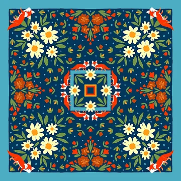 Artwork thumbnail, Fox Flowers Bandana Design by RDevane