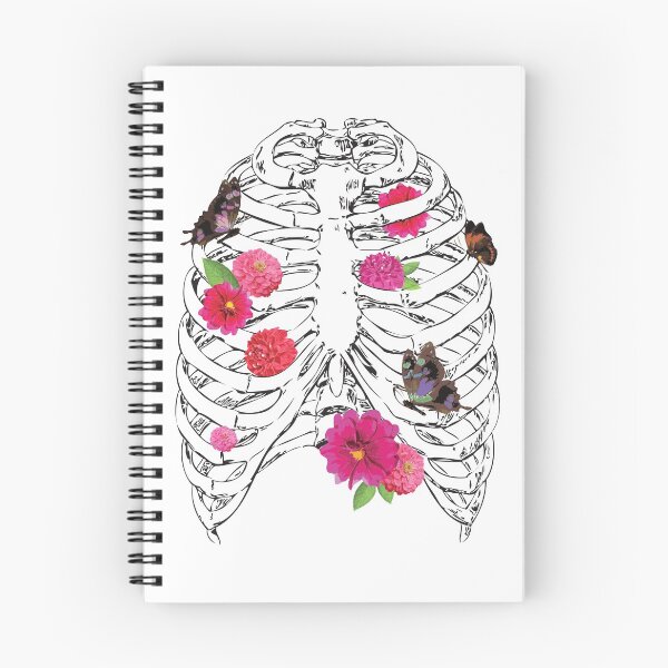 Item preview, Ribcage Sketch Floral Butterfly Bones designed and sold by BirdysBoutique.