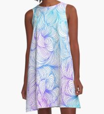Blaue und lila Wirbel A-Linien Kleid