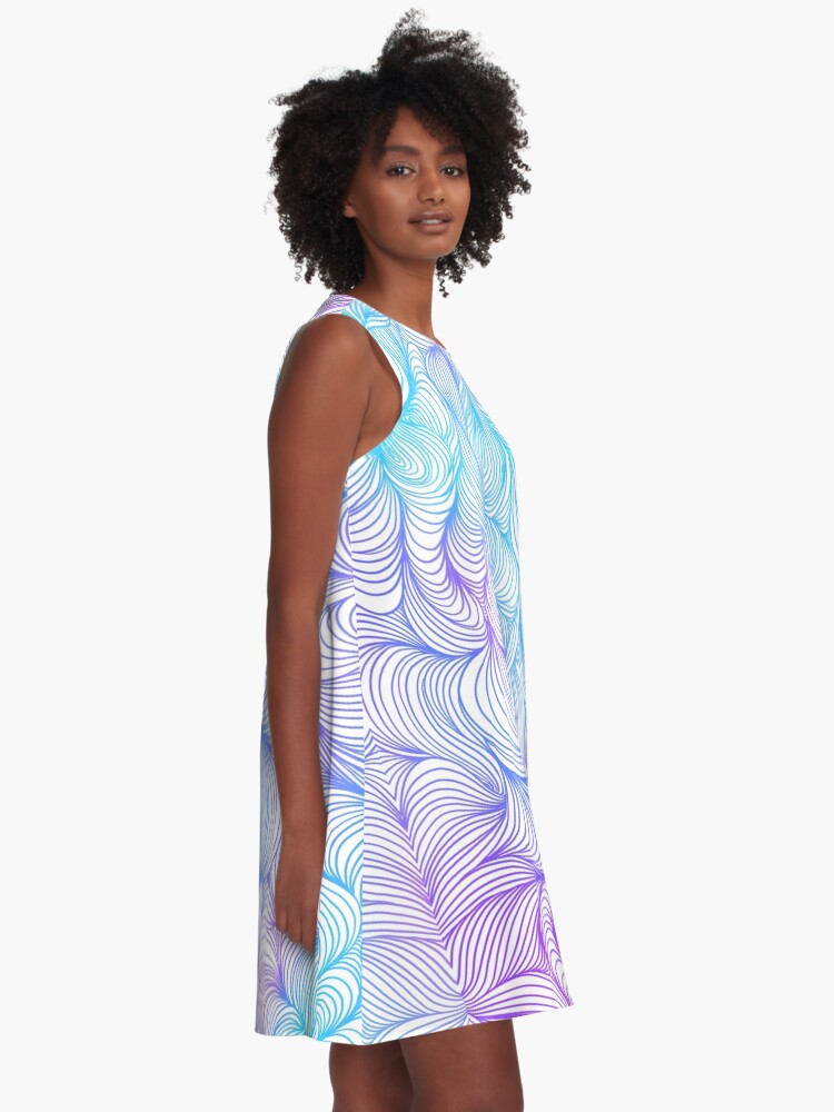 Alternate view of Blue and Purple Swirls A-Line Dress