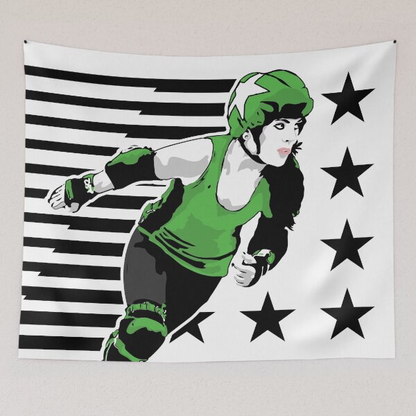 Item preview, Roller Derby Girl - Speed Lines - Black/Green - Roller Derby designed and sold by Design Raptor.
