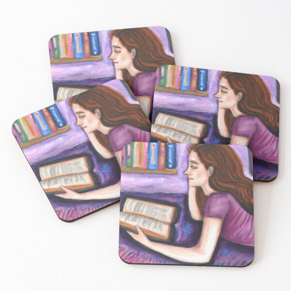 Item preview, Girl Reading on Purple Rug designed and sold by priddypaintings.