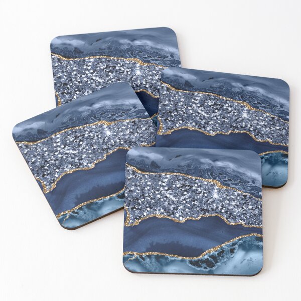 Item preview, Abstract Blue and Gold Glitter Modern Geode Agate designed and sold by Paulele.