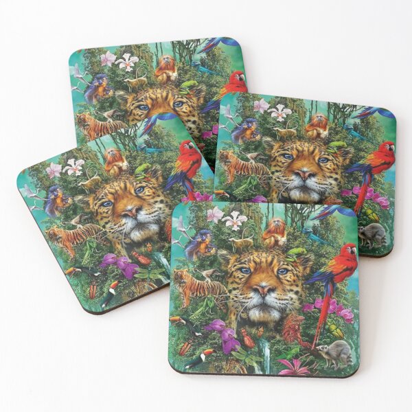 Item preview, Leopard With Wild Animals And Birds designed and sold by Rowena Jones.